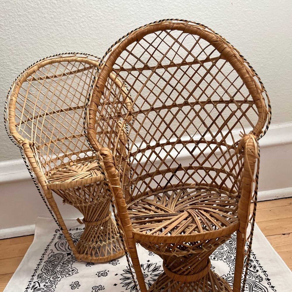 Vintage Wicker Peacock Chairs